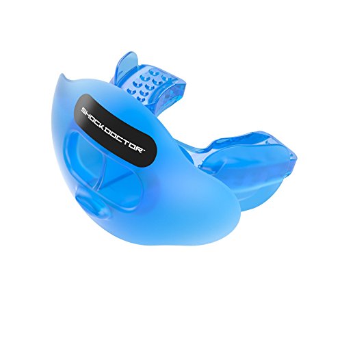 Shock Doctor 3300 Max Airflow Football Mouth Guard with Tether Trans Blue Youth